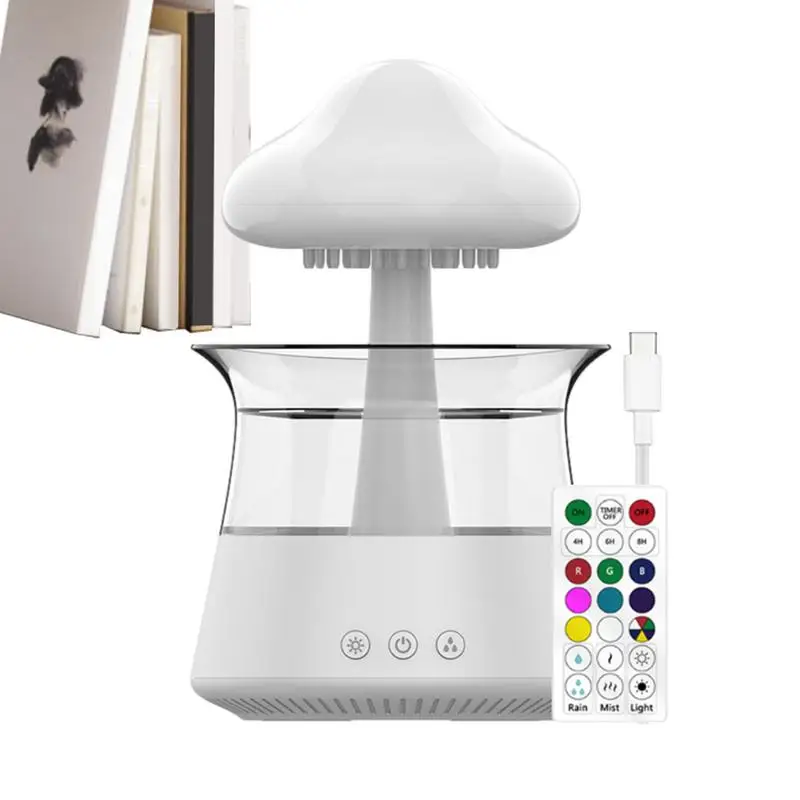 Cloud Diffuser With Rain Mushroom Rain Humidifier Colored Remote Control Raining Cloud Night Light With Charging Cable Workplace