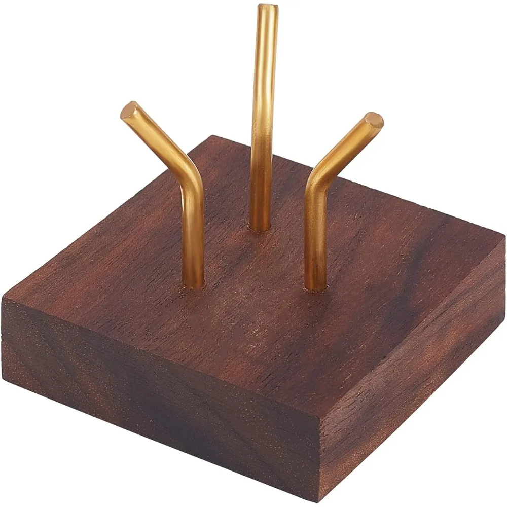 

Wooden Base Decorative Display Pedestals with Metal Arm Display Stand Easel Wood Small Holders for Glass Sphere for