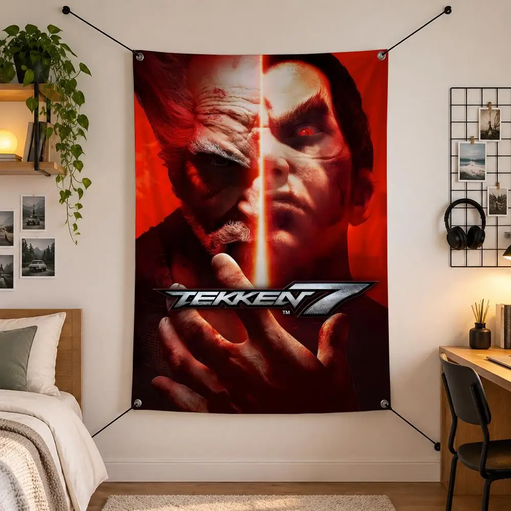 Game T-Tekken Flags Vertical Wall Hanging for Bedroom Dorm Living Room Party Garage Camping
