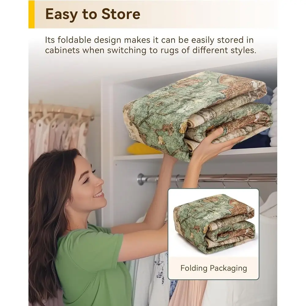 سجادة منطقة ميدالية زهرية عتيقة، 5 × 7 أقدام، قابلة للغسل، غير قابلة للانزلاق، نمط متعثر، مناسبة لغرفة المعيشة وغرفة النوم وتناول الطعام