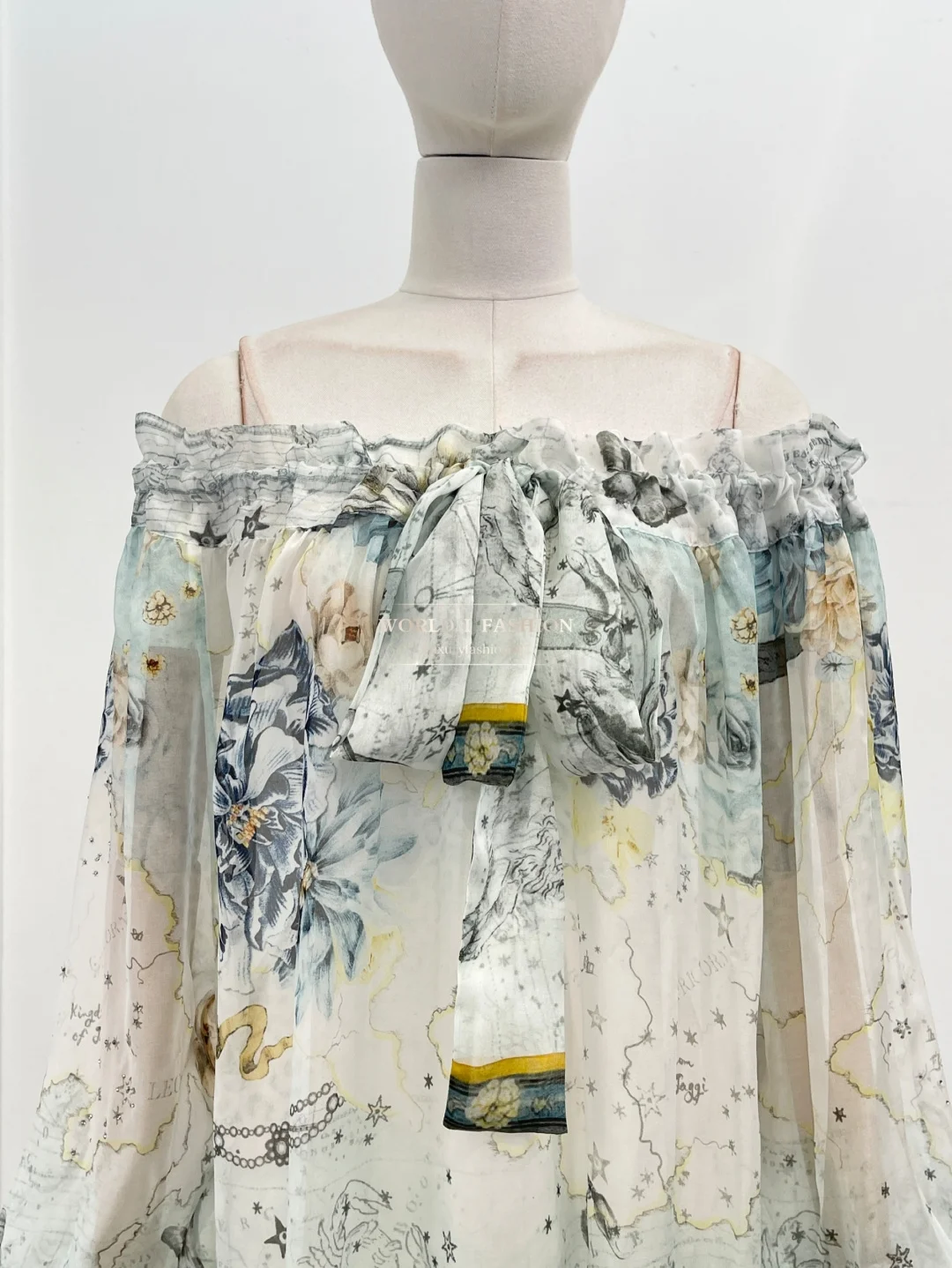 

Blouse and Skirt Sets Outfit Women Pure Silk 2026 New Top Quality Elegant Floral Print Off The Shoulder Ruffles