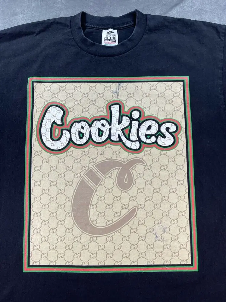 Cookies XL Faded black Pro Club Distressed Graphic Shirt 2 Sided USA Made