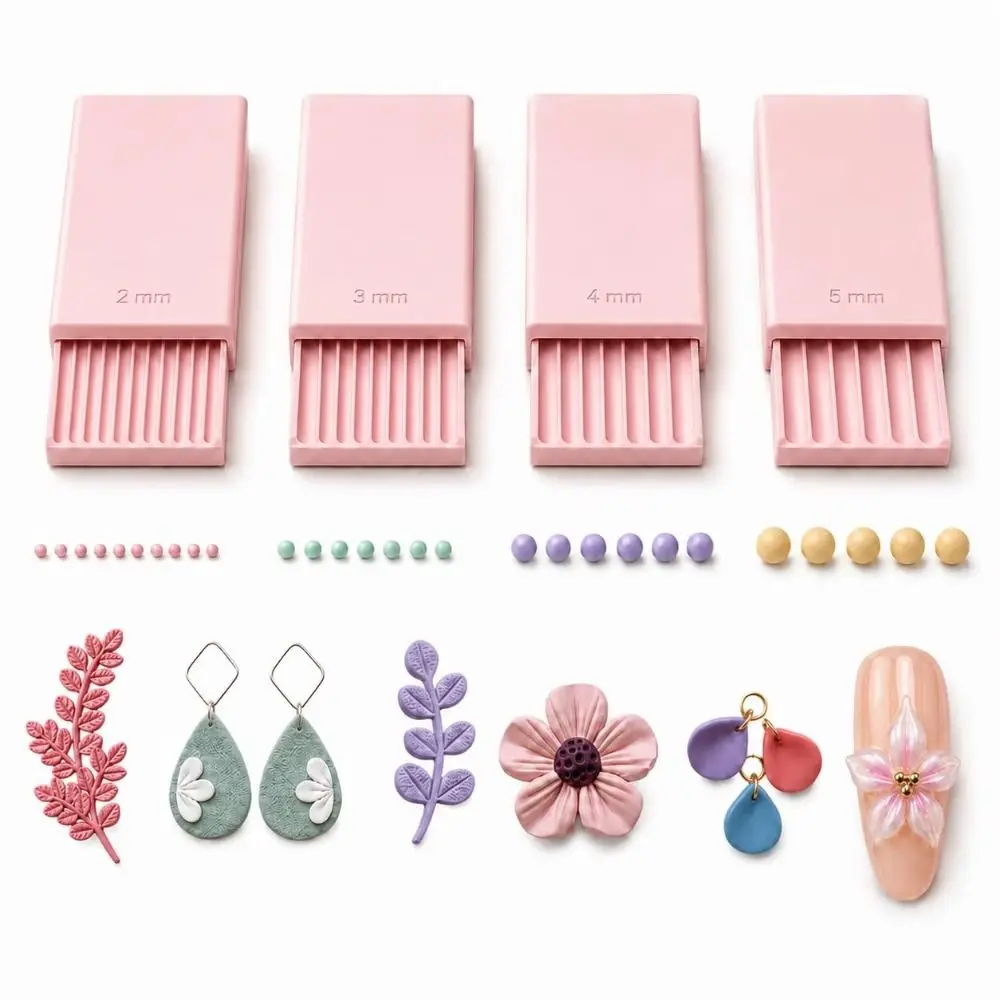 4PCS Precision Grooves Clay Ball Maker Smooth Rolling 3D Printed Clay Bead Roller Reusable 2/3/4/5mm Nail Art Bead Roller