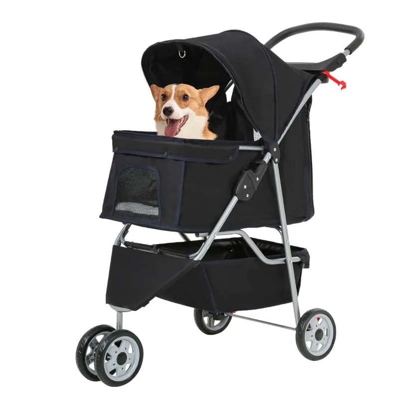 Pet Stroller Foldable Dog Stroller 3-Wheel Durable Cat Jogger Stroller for Small and Medium Dogs Cats