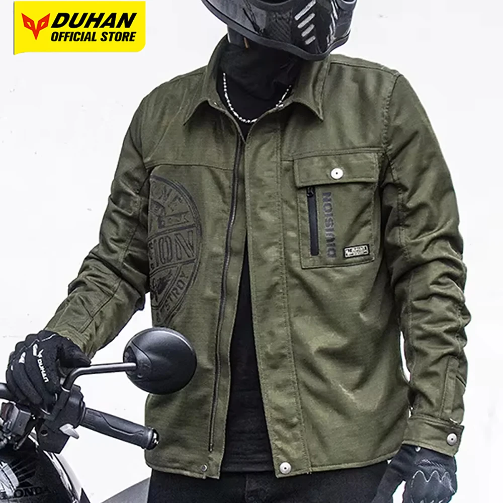 

DUHAN мотоциклетные куртки мужские ретро мото велосипедная рубашка светоотражающая куртка для мотокросса встроенное защитное снаряжение CE