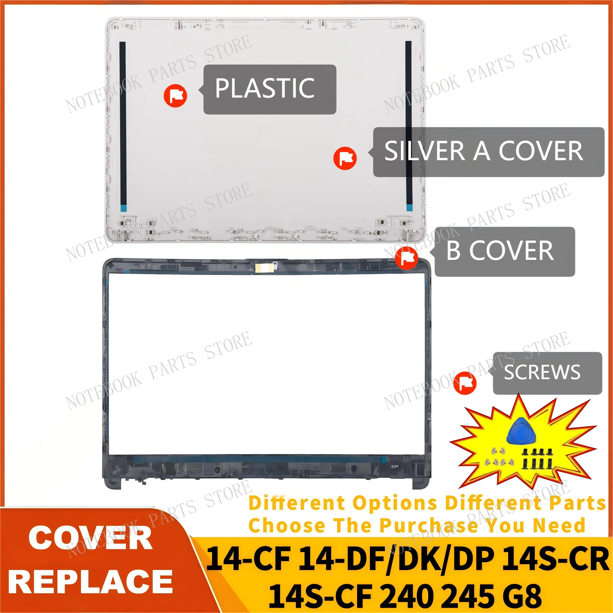Parts For 240 G8 245 G8 14-CF 14-DF 14-DK 14S-CR 14S-CF TPN-l135 Top Rear Lid Frame Hinges Silver L24469-001 Replace