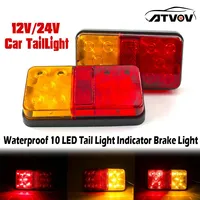 ATVOV 2PCS 10 LED 12V 24V Rear Taillight Brake Stop Turn Signal Indicator Lamp For  Car Truck Trailer Caravan Waterproof