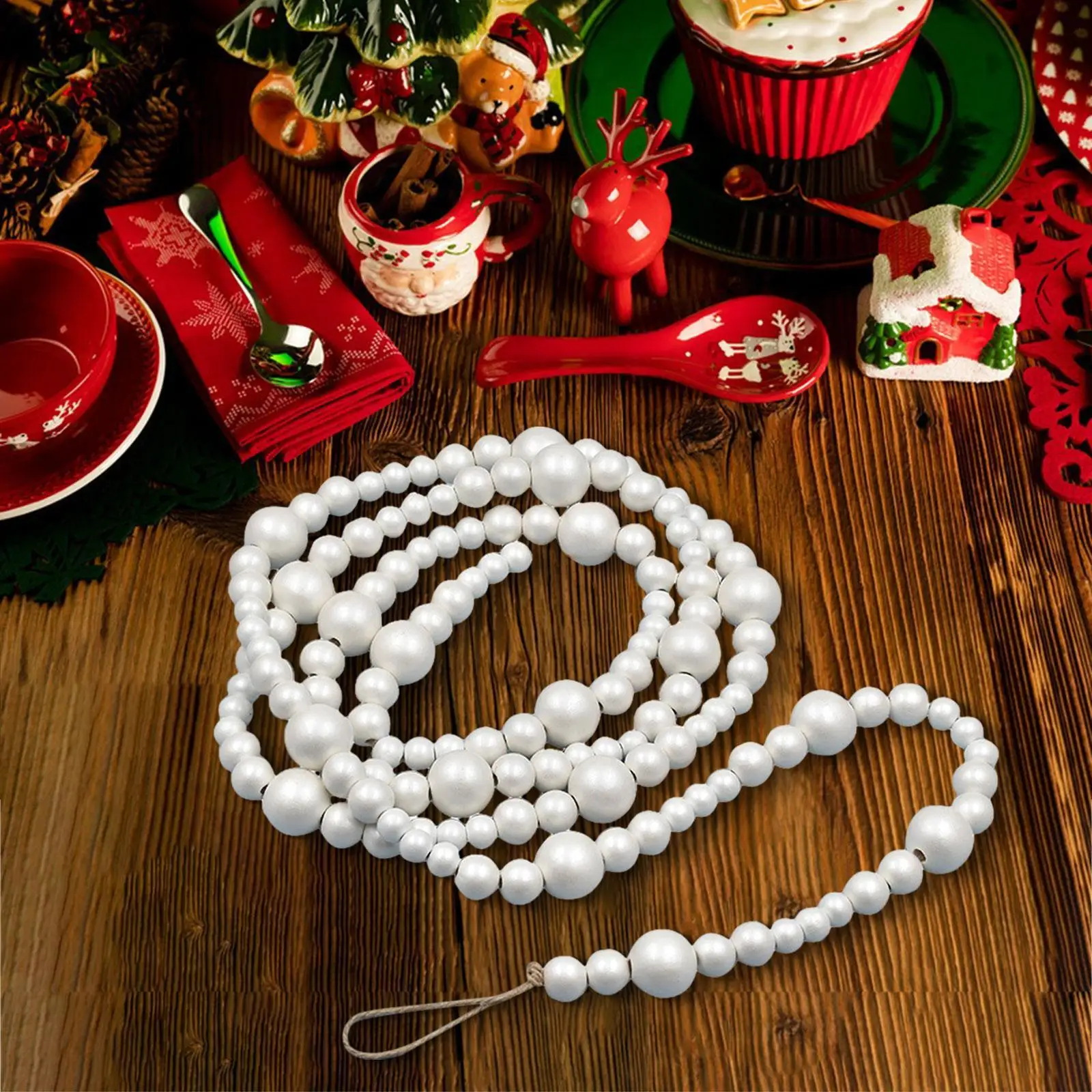 Beads String Wall Hanging Wood Bead Garland for Home Wedding Living Room image 4