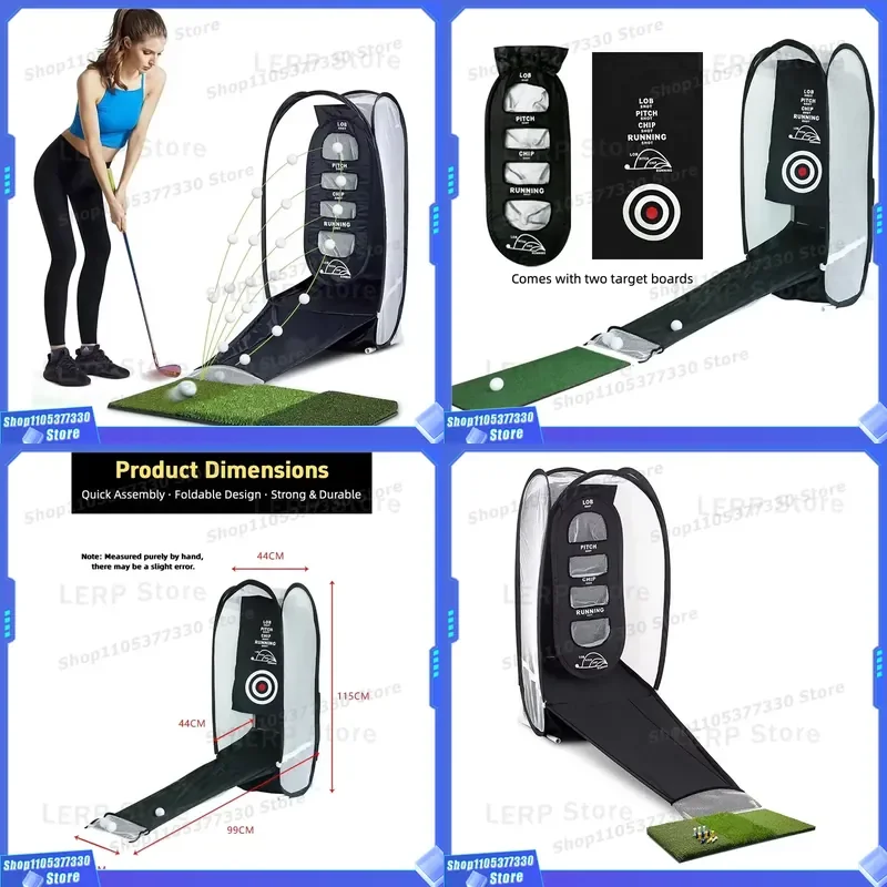 Automatic Return Golf Practice Net Indoor Outdoor Training Equipment with Target Belt for Chipping Putting and High Throw