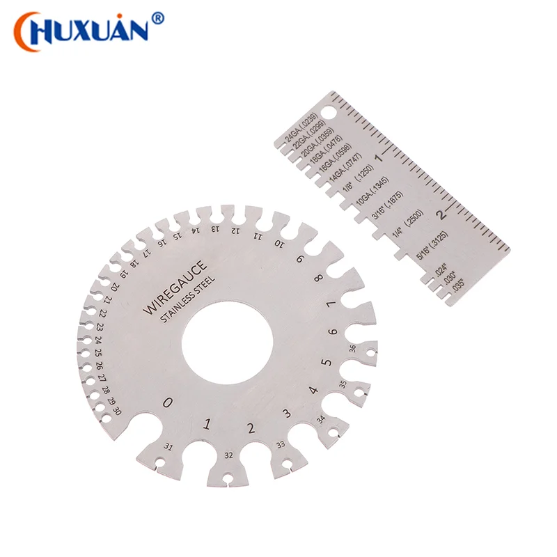 [Q]0-36 Round AWG SWG Wire Gauge Thickness Ruler Gauge Diameter Stainless Steel Measurer Tool Welding Inspection Wire Gauge