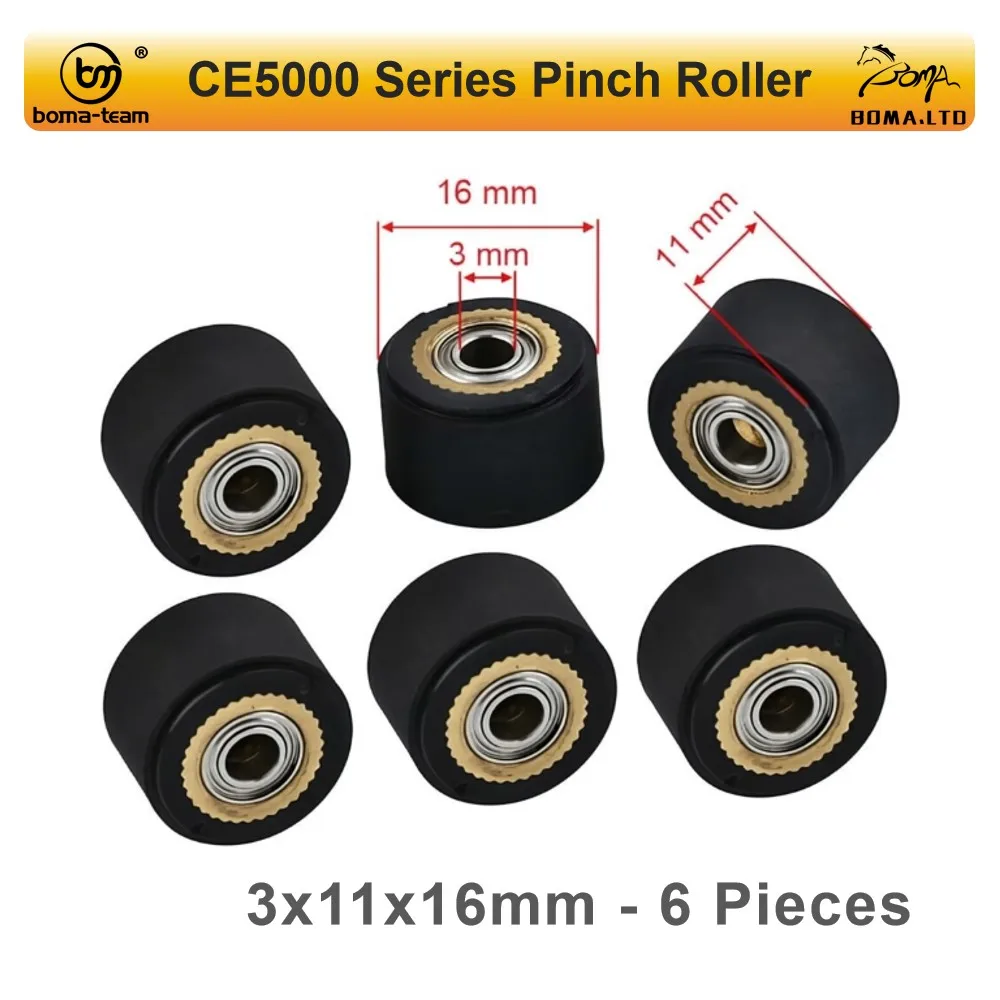 boma-team Copper Core Rubber Push Roller Feed Wheel 6PCS Replacement Parts For Mimaki Roland CAMM Graphtec CE5000 120 Cutting