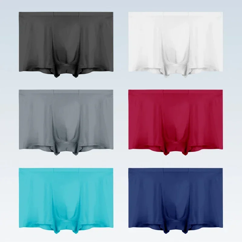 

5 шт. мужского нижнего белья оптом. Бесшовные боксеры из ледяного шелка, антибактериальные, дышащие, подходят для занятий спортом.