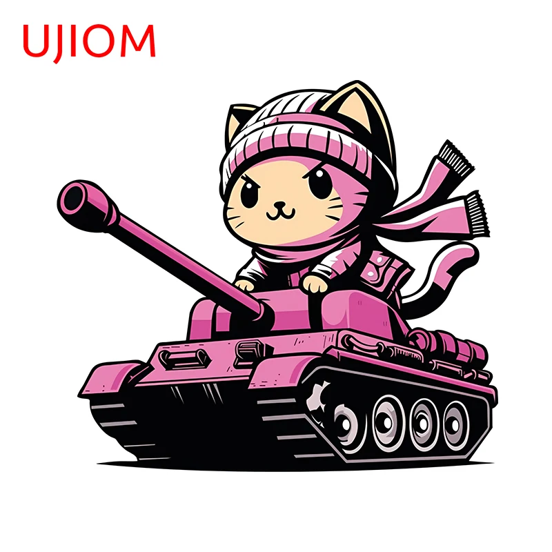 UJIOM Chibi Cartoon Cat-tank Wall Stickers Interesting Graphics Design Skateboard Decals Scratch-Proof Baby Nursery Room Decor
