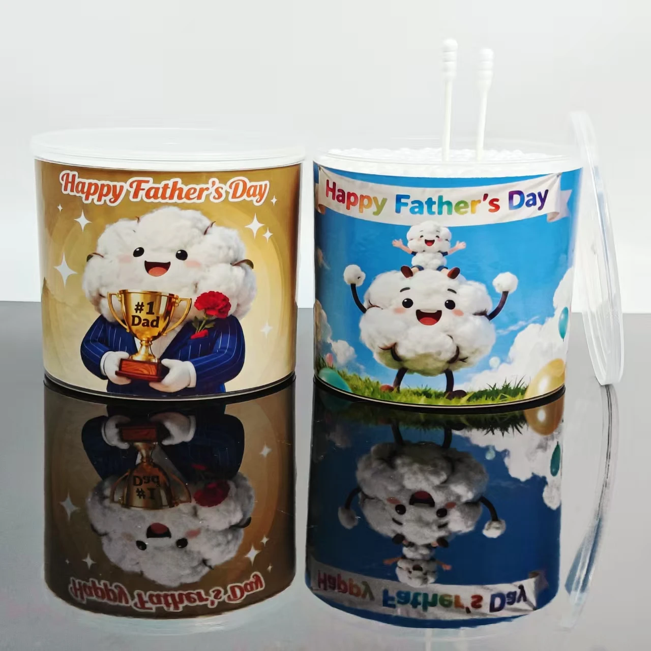 600 шт. двусторонние ватные тампоны в форме Дня отца для взрослых, подарочные ватные тампоны на День отца