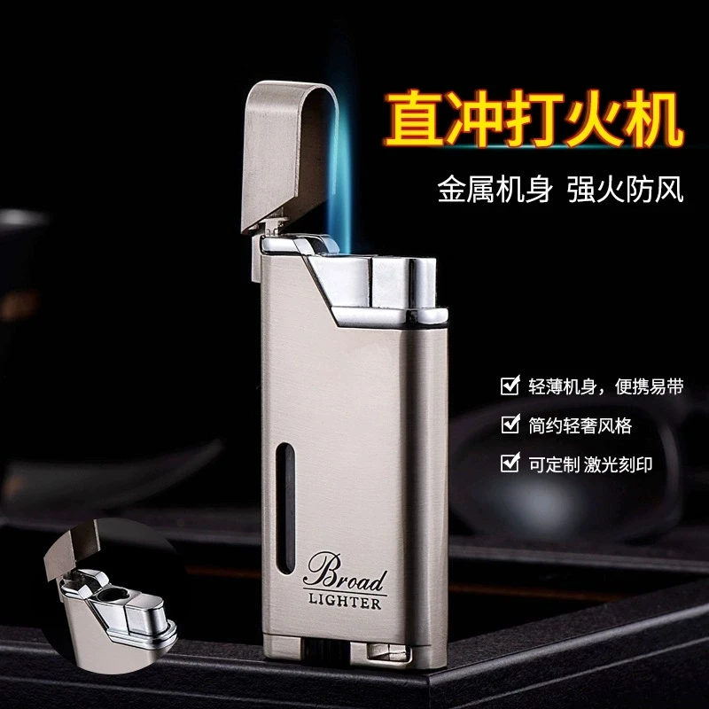 BROAD Windproof Metal Butane Gas Cigar Lighter Premium Men's Smoking Accessory Festival Gift New Style Starter Tool