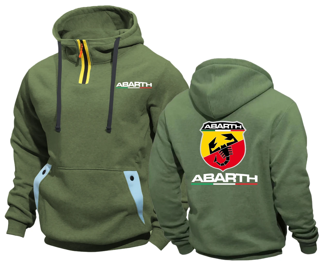 Sweat-shirt à capuche pour voiture de rallye, réglage du moteur, Abarth Scorpion, poche Semi-fermeture éclair, Streetwear, voitures de sport, course, italie