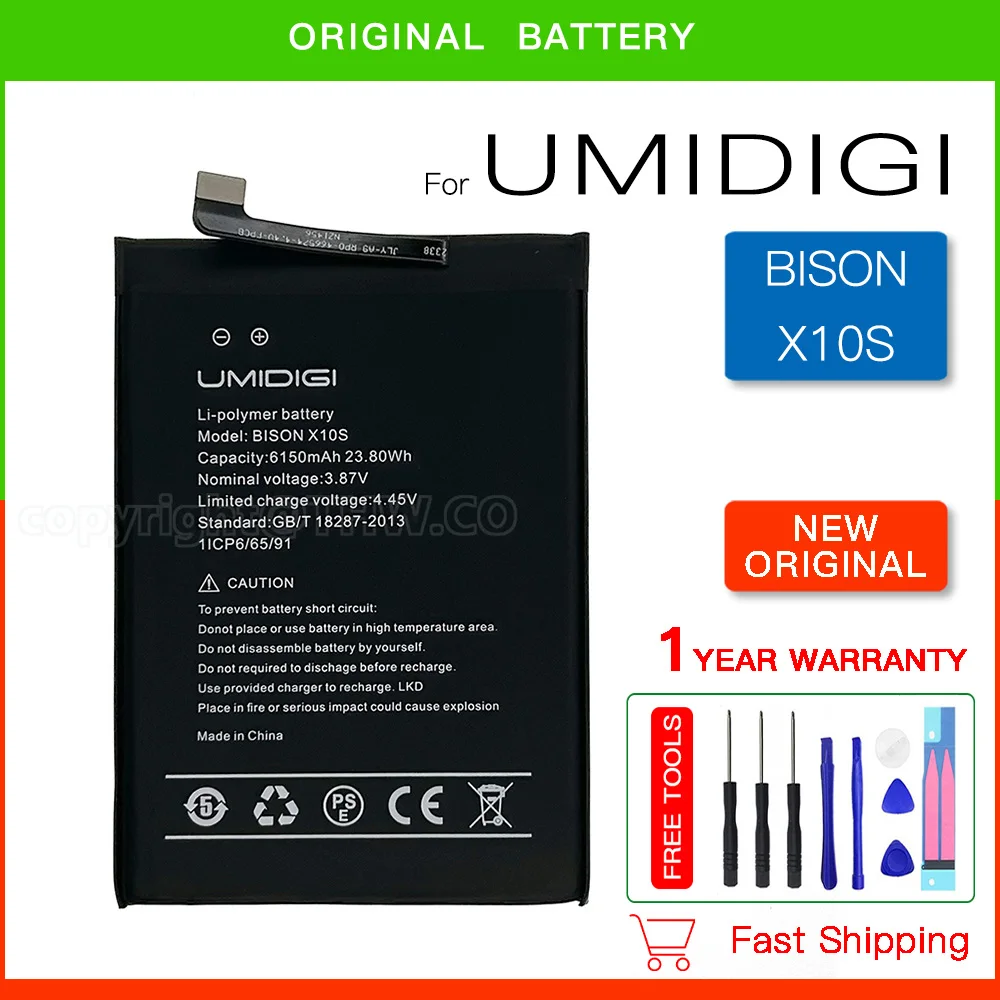 100% Original UMI Battery For Umidigi BISON X10S X10G Bison 2 Bison2 Mobile Phone Battery 6150mAh High Quality Bateria+Free Gift