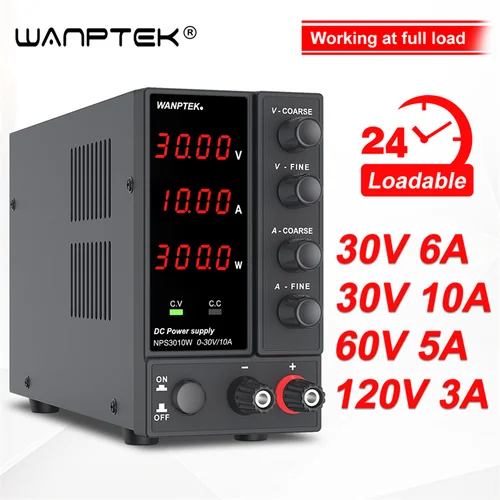 Fuente de alimentación de laboratorio WANPTEK NPS3010W Mini fuente de alimentación conmutada 30V 60V 120V regulador de voltaje fuente de alimentación de reparación de teléfonos móviles
