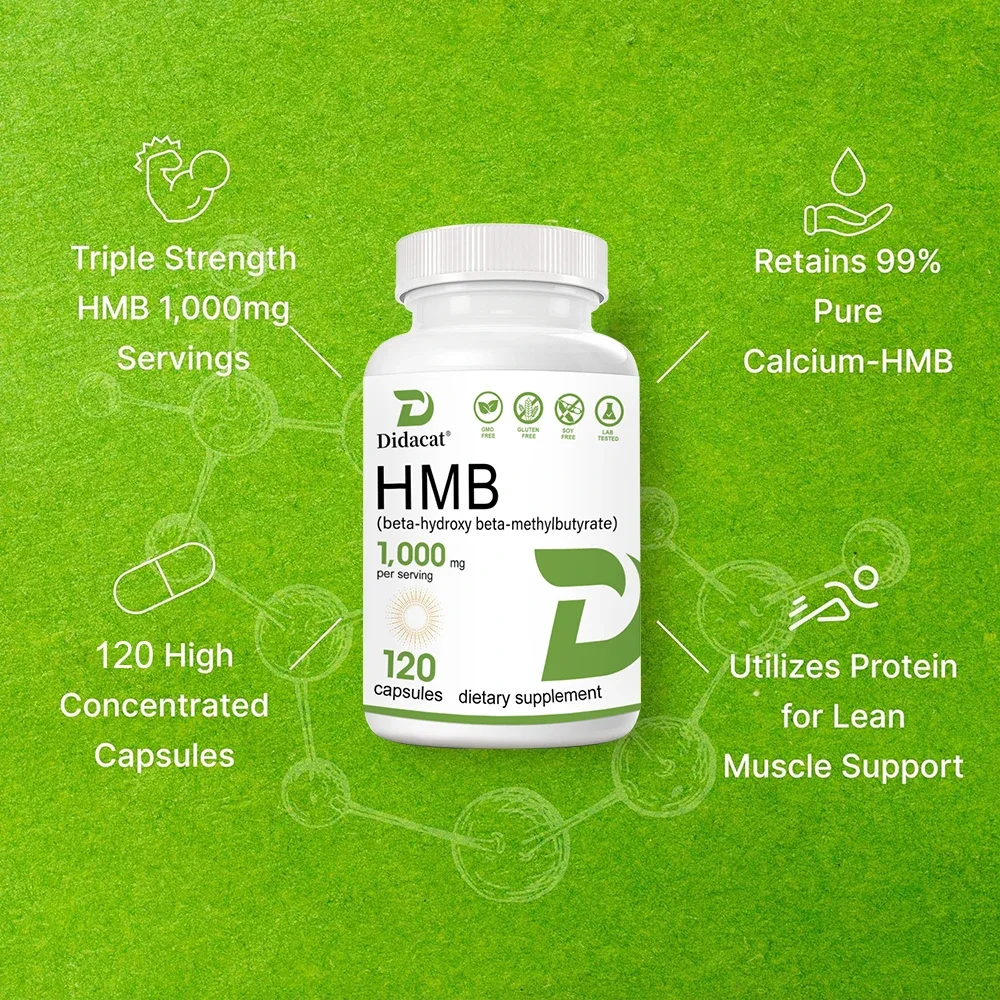 Super Strength HMB Supplement, 1000mg per Serving, with Vitamin D3 to Help Muscle Growth, Lean Muscle Mass & Workout Recovery