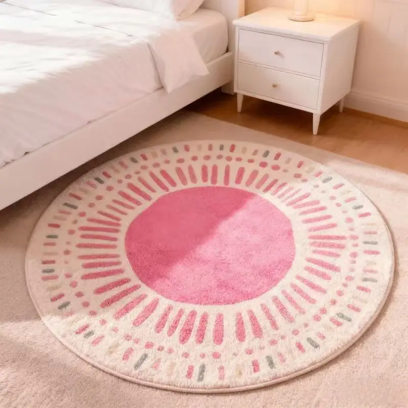 Cream Style Carpets for Living Room Dopamine Color Bedroom Decor Carpet Fluffy Soft Round Lounge Rug Home Thick Plush Floor Mat