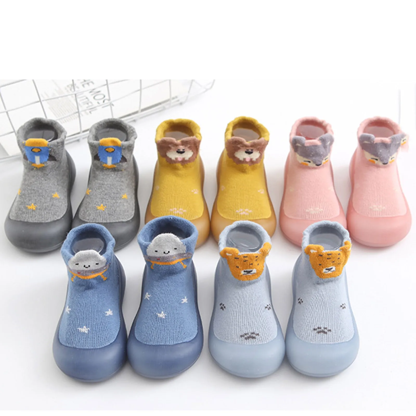 Baby Walking Shoes Soft Bottom Non Slip Baby Shoe Socks Cartoon Infant Toddler First Walkers Indoor Walking Floor Sock Shoes Boy