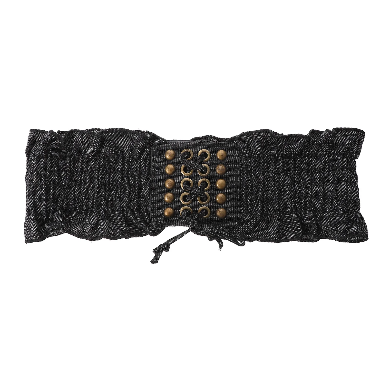 1 قطعة حزام الخصر الموضة مطاطا مكرامية الدنيم حزام قابل للتعديل مريحة للتنفس للنساء ارتداء اليومي حزام مرن