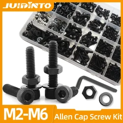 JUIDINTO-Hex Soquete Cap Cabeça Parafuso Porca Variedade Kit, M2, M2.5, M3, M4, M5, M6, 12.9 Grau Allen Parafuso, Arruela Hex Chave