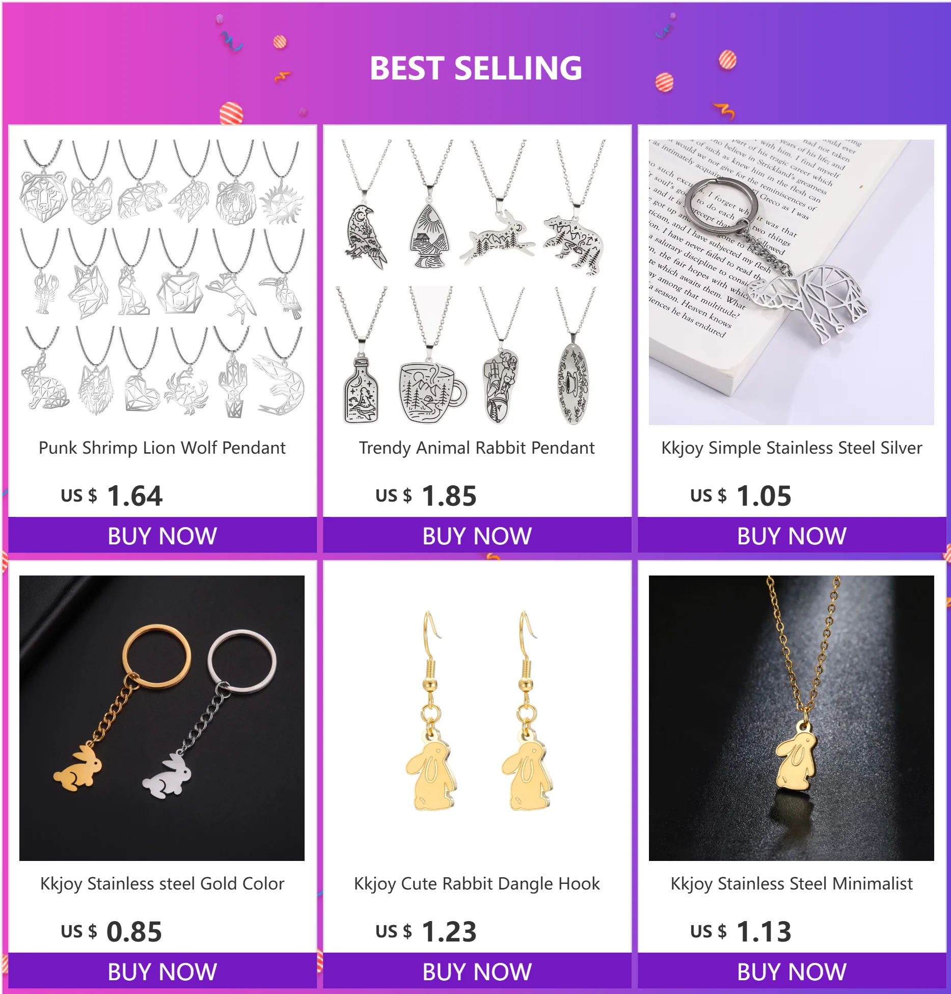 Punk Garnelen Löwe Wolf Anhänger Halskette Edelstahl Tier Halskette trend ige weibliche Geburtstags feier Geschenk Designer Schmuck – Detail 1