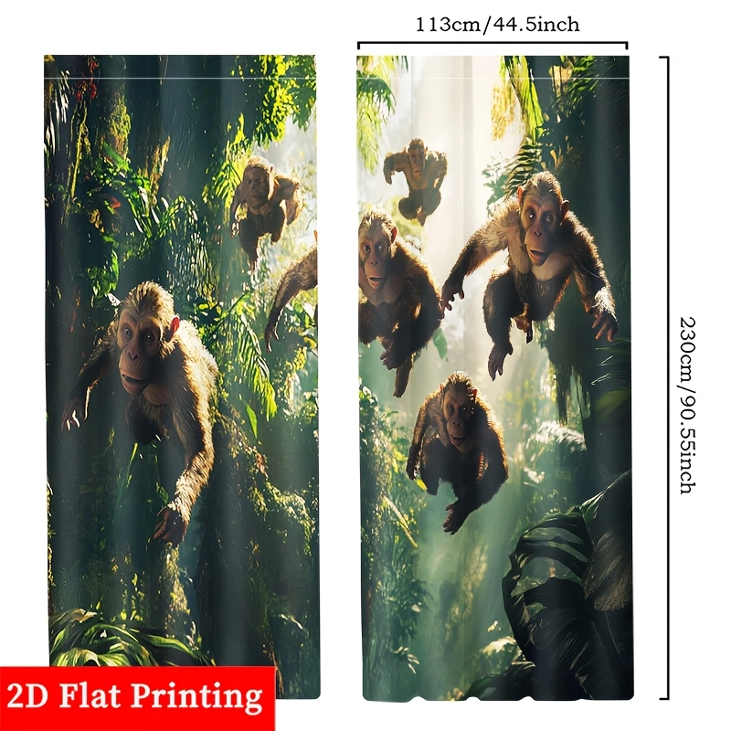 Tropical Monkey Jungle Curtain Prints Safari Wildlife Home Decoration Window Curtains Indoor Room Decor Tapestry