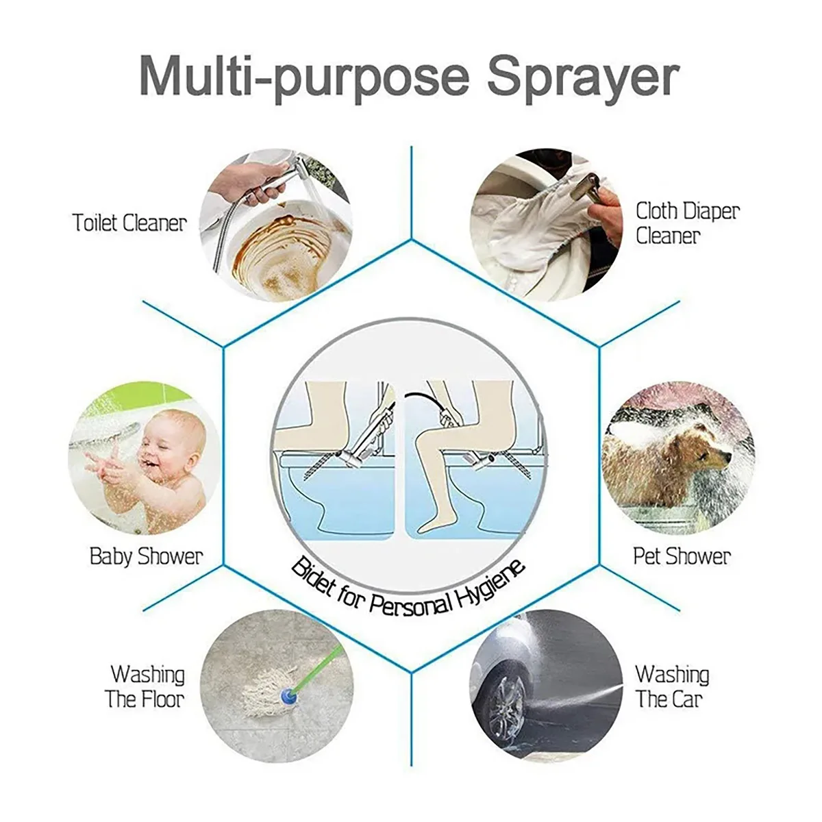 ULA Brushed Bidet Faucet Stainless Steel Handheld Bidet Sprayer Set Toilet Sprayer Bidet Faucet Single Cold Water Tap Accessory