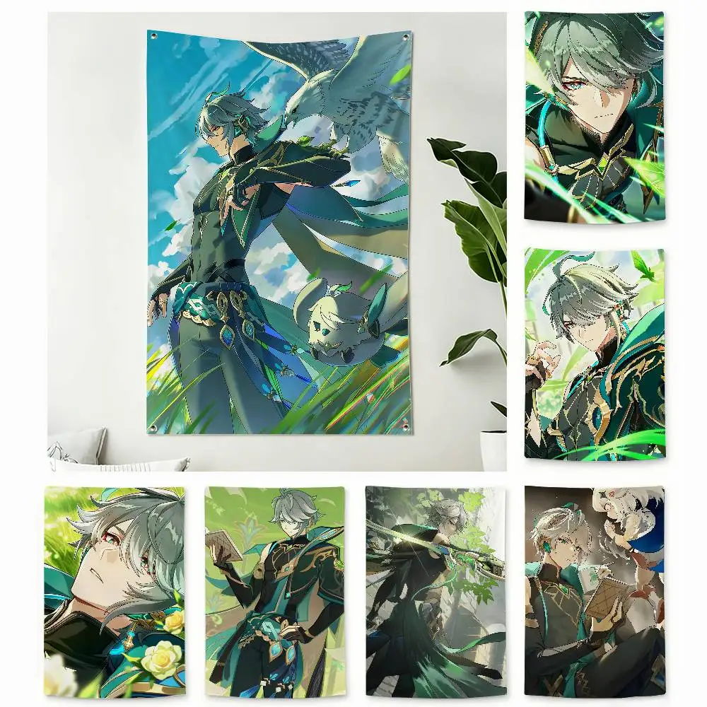 A-Alhaitham G-Genshin-I Home Decor Wall Hanging Vertical Flag Indoor Outdoor Background Tapestry