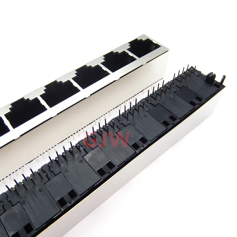 1Pcs 1*8 8Ports Shielding RJ45 8P8C Female Jack Connector without LED PCB Mount Network Internet Modular RJ45 52 8P8 1X8