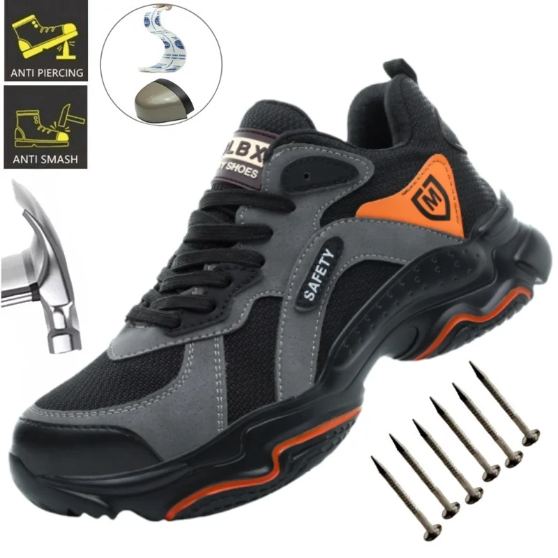 

Safety Shoes Men Boots Steel Toe Shoes Men Puncture-Proof Work Sneakers Male Shoes Work Indestructible Warehouse Footwear