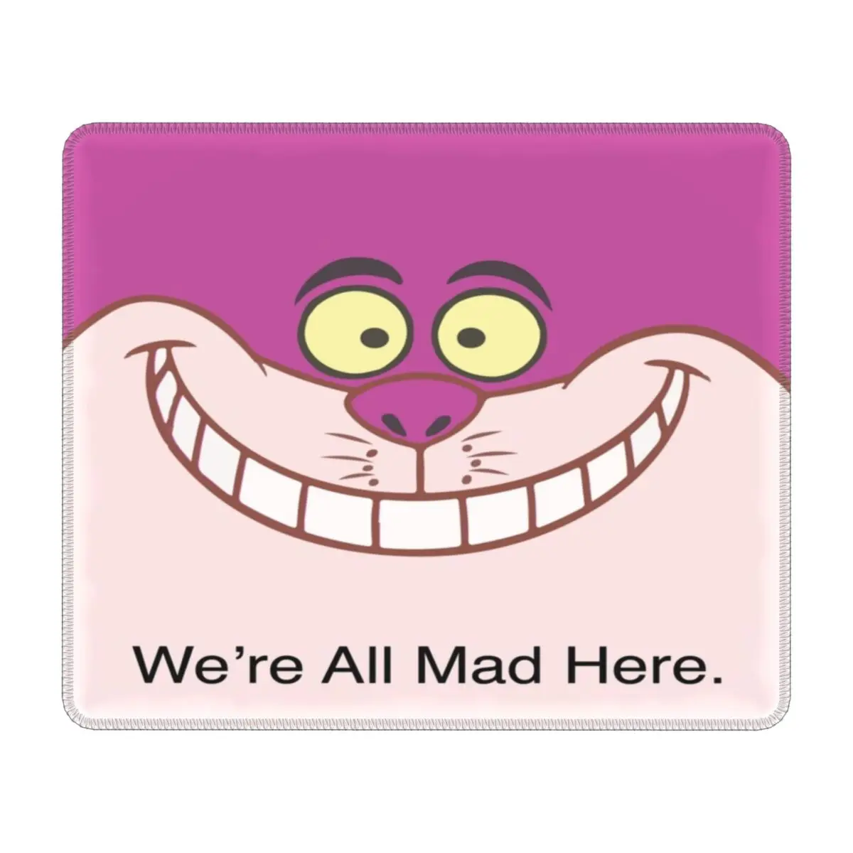 Custom Cheshire Cat PC Desk Mouse Pad Mousepad with Stitched Edges Non-Slip Rubber Wonderland Cartoon Anime Mouse Mat for Gaming