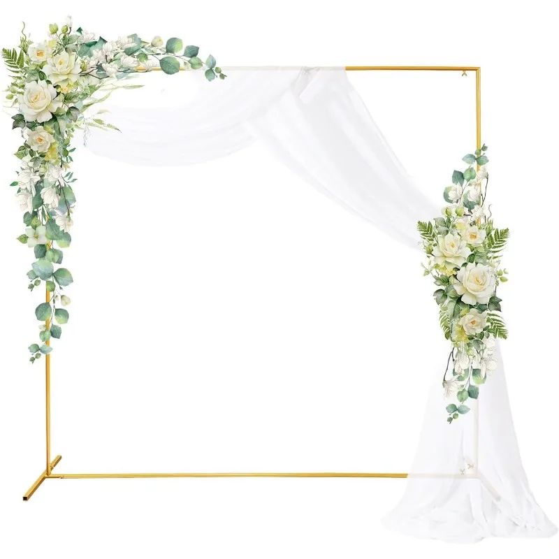 Luxury Golden Square Frame Stand, Metal Iron Background Arch Prop, DIY Floral Display Rack for Wedding Ceremony Party Decor