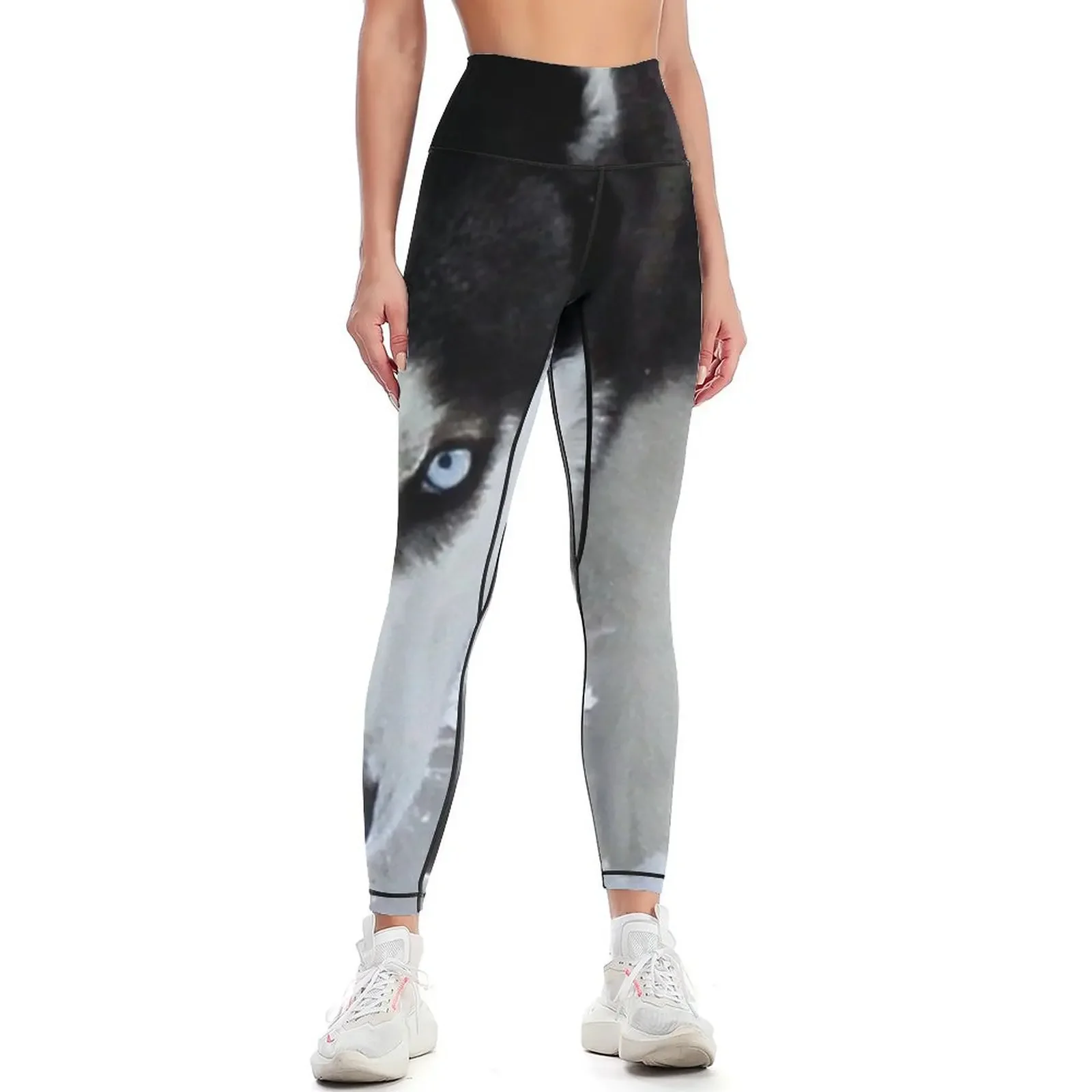 

If Looks Could Kill - Black and White Husky Leggings high waist for physical workout clothes for Womens Leggings