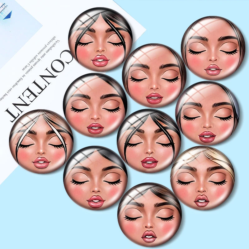 Sleeping  Russian doll face 12/18/20/25mm glass cabochon  bracelet pendant rings for jewelry demo earrings back Making findings