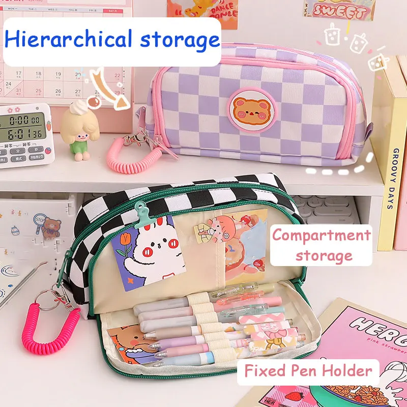 Kawaii Pencil Cases Large Capacity Stationery Bag Multifuncional Lapices Back To School Supplies Korean Organizer Stationery