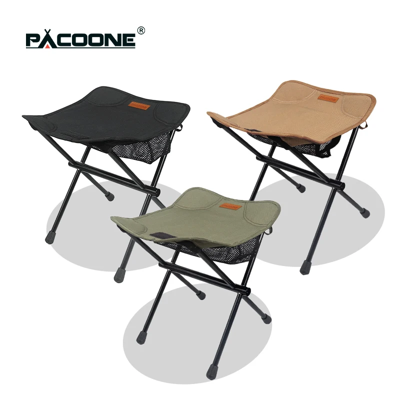 PACOONE Camping Outdoor Folding Chair Aluminum Alloy Ultralight Small Mazar Fishing Stools BBQ Bench Mini Portable Train Chairs