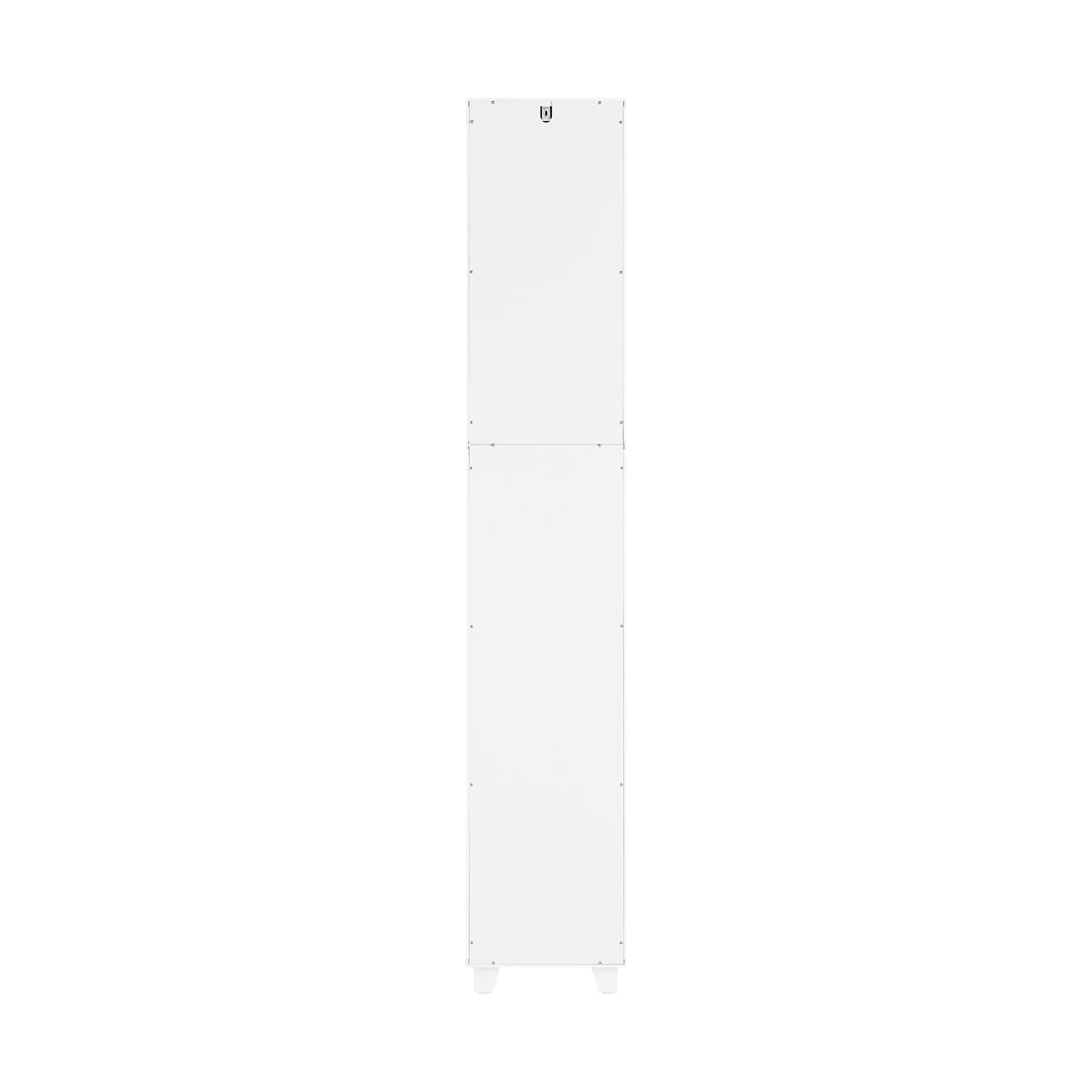 SoBuy BZR147-W Badezimmerschrank Badschrank Hoch & Schmal mit 2 Türen und offenen Fächern mit verstellbaren Einlegeböden Weiß – Detail 1