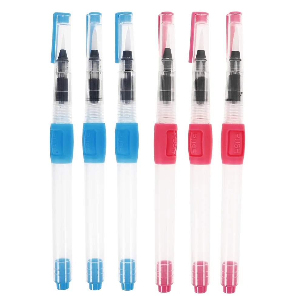 

6pcs Watercolor Brush Pens Refillable Portable Fine Tip Long Reservoir Smooth Writing Flexible Chinese Japanese Calligraphy Art