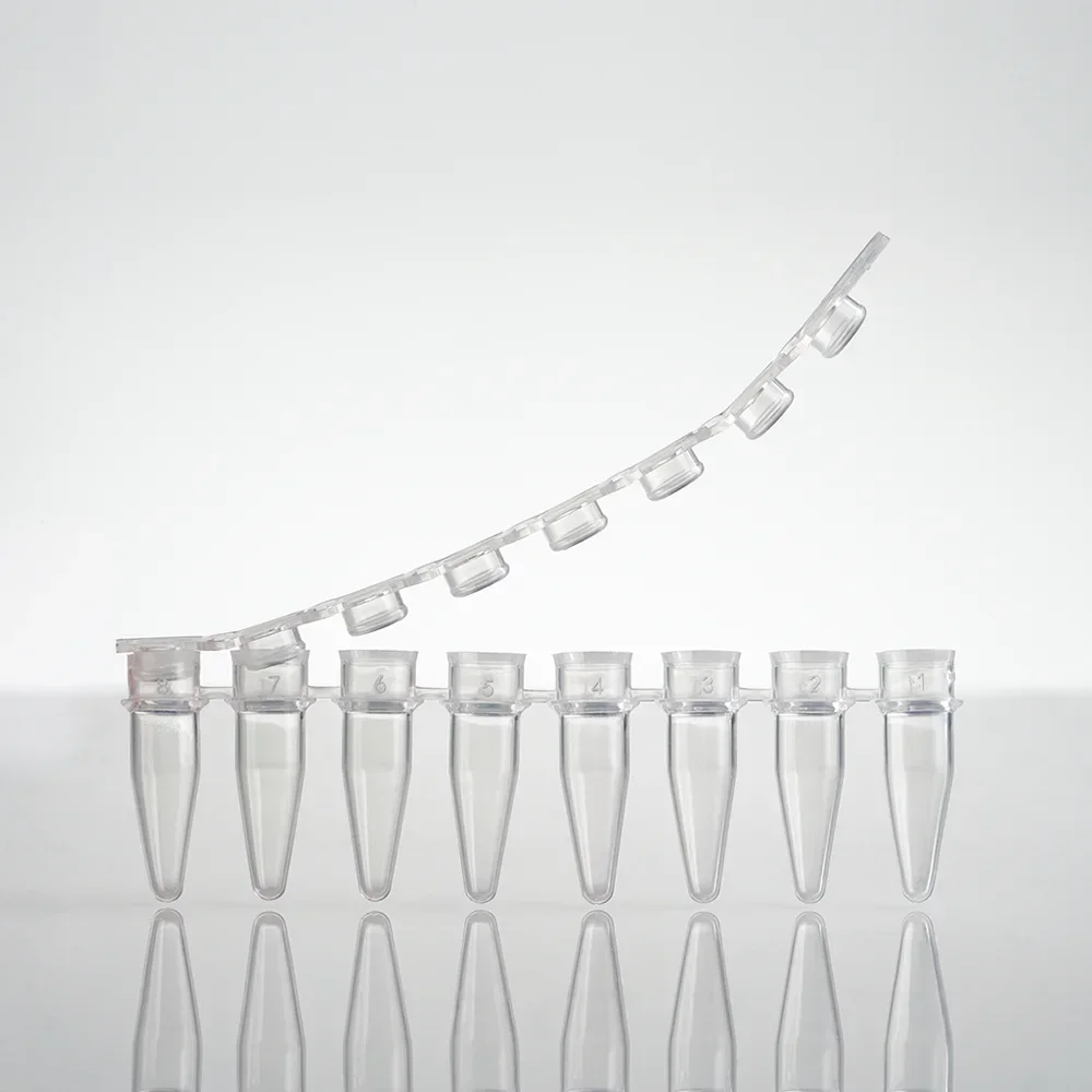 125Row Conical Bottom Centrifuge Tube Lavibe PCR 8 Tube Row 0.2ml Sterilization Suitable for PCR Machine 96-well Heating Block