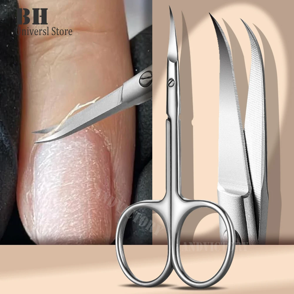 

1Pcs Cuticle Scissors Extra Fine Curved Blade Manicure Scissors Multi-purpose Stainless Steel Grooming Kit for Eyebrow Eyelash