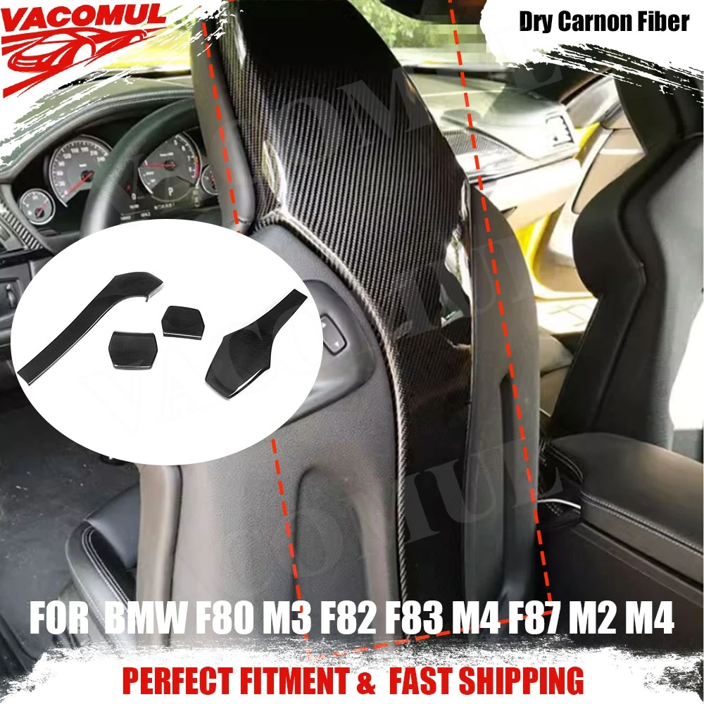 Image of VACOMUL Dry Carbon Fiber Auto Innen Sitz Zurück Abdeckungen Borte Für BMW F80 M3 F82 F83 M4 F87 M2 M4 Limousine 2014-2019 Coupe Cabrio