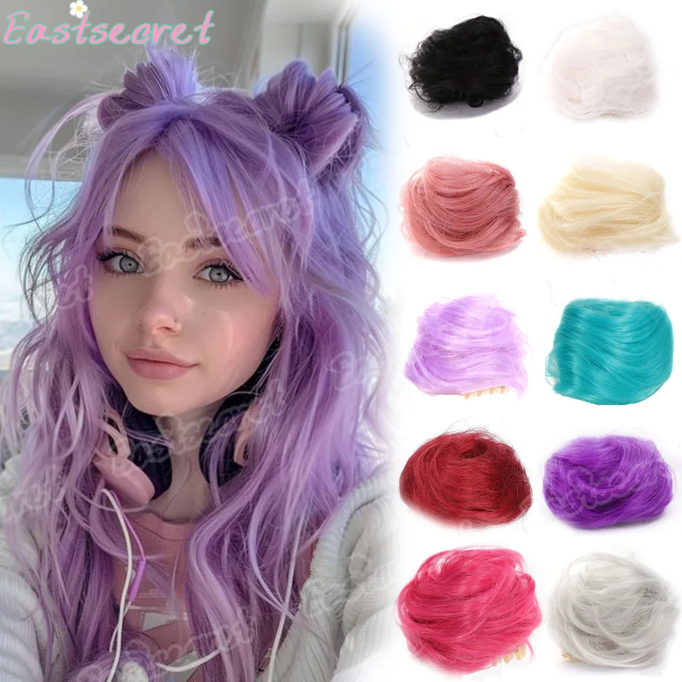 

EAST Women's Hair Buns Synthetic Curly Chignon Ombre Claw Hair Messy Buns Updo claw Clip In Hairpiece For Women