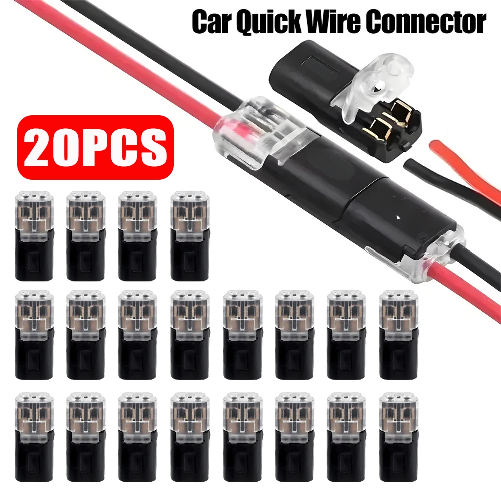 

20/30/50pcs 2 Pin 2 Way No Stripping Plug Connector,Quick Solderless Wire Splice Connector,Low Voltage Cable Terminal Connectors