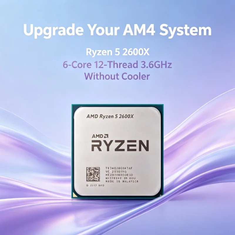 Processador Desktop R5 2600X Socket AM4 3.6GHz 6 Núcleos 12 Threads 95W CPU Sem Cooler Para PC Gamer Multitarefa