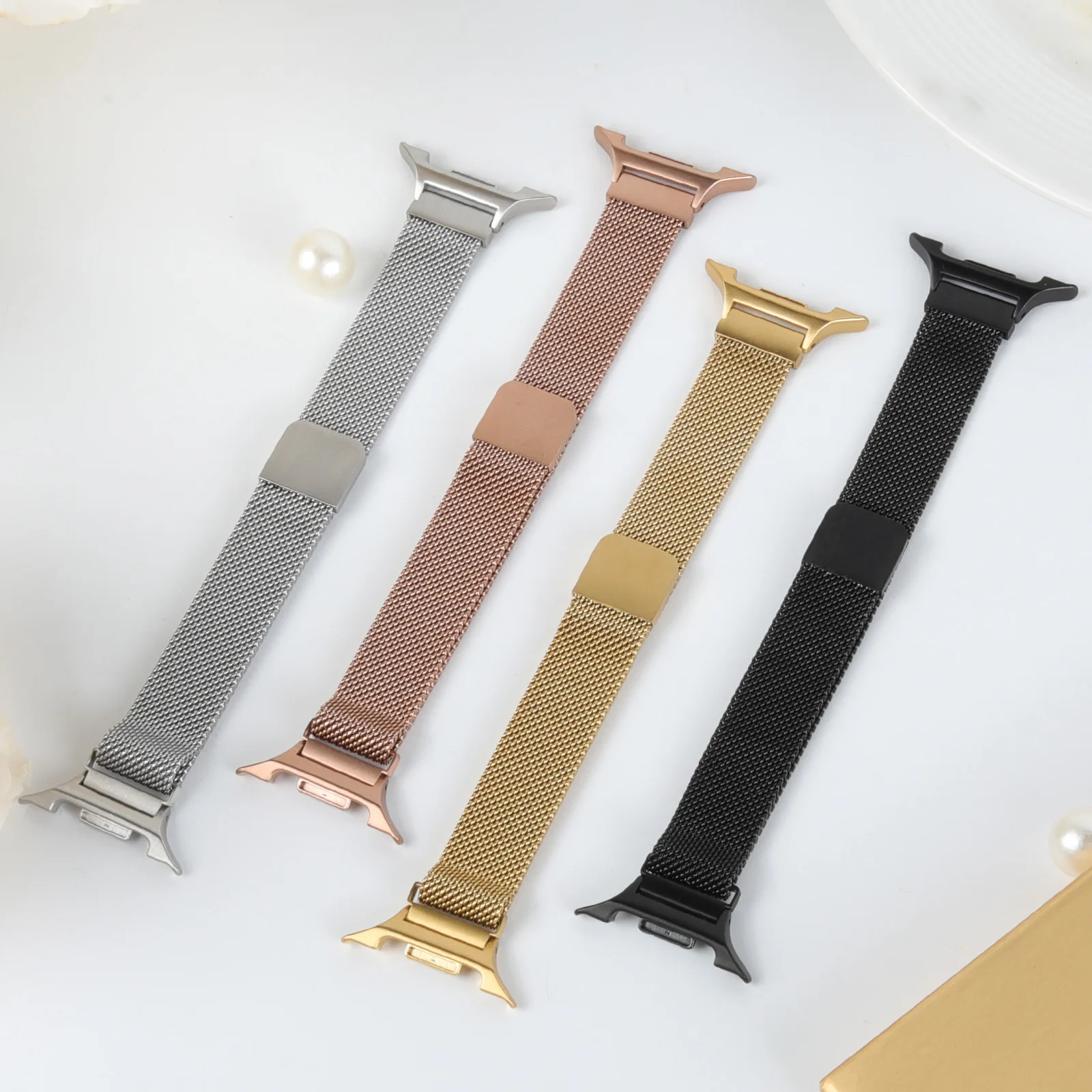 Magnetic Milanese Strap for Galaxy Watch 9/8 40mm 44mm 46mm Slim Breathable Steel Mesh Band with Strong Clasp for Classic