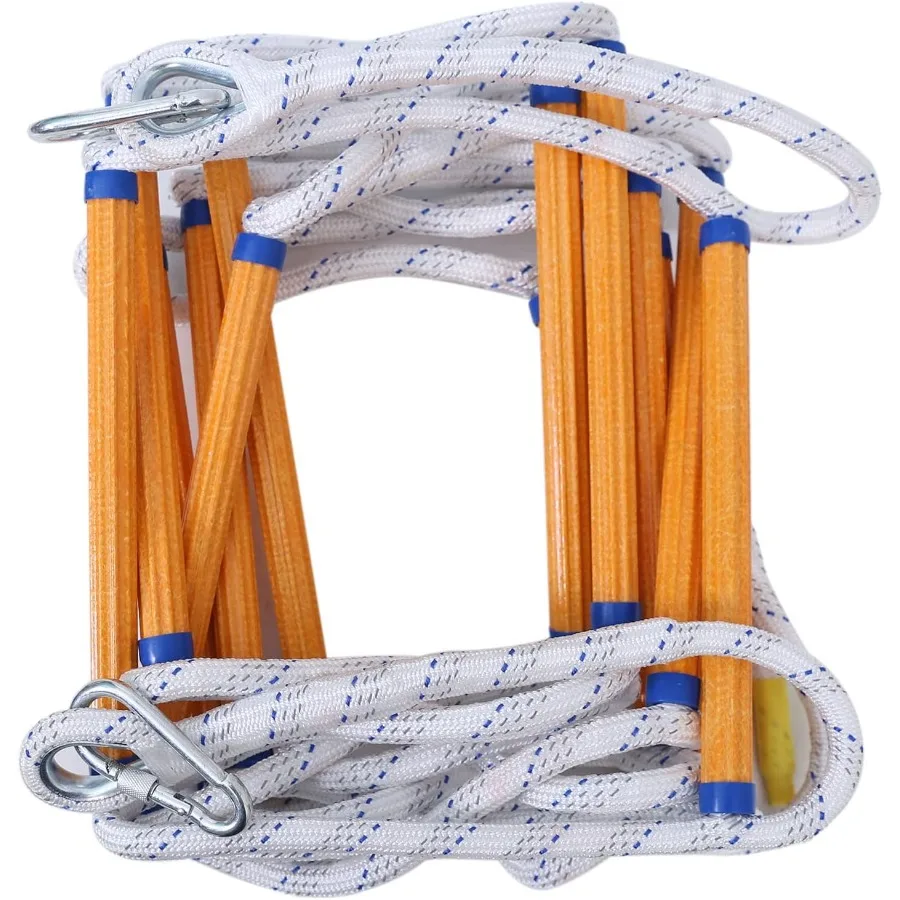Rope Ladder, 49 Feet Emergency Fire Escape Ladders Flame Resistant Safety Rope Ladder with Hooks, Fast to Deploy Sturdy and Str