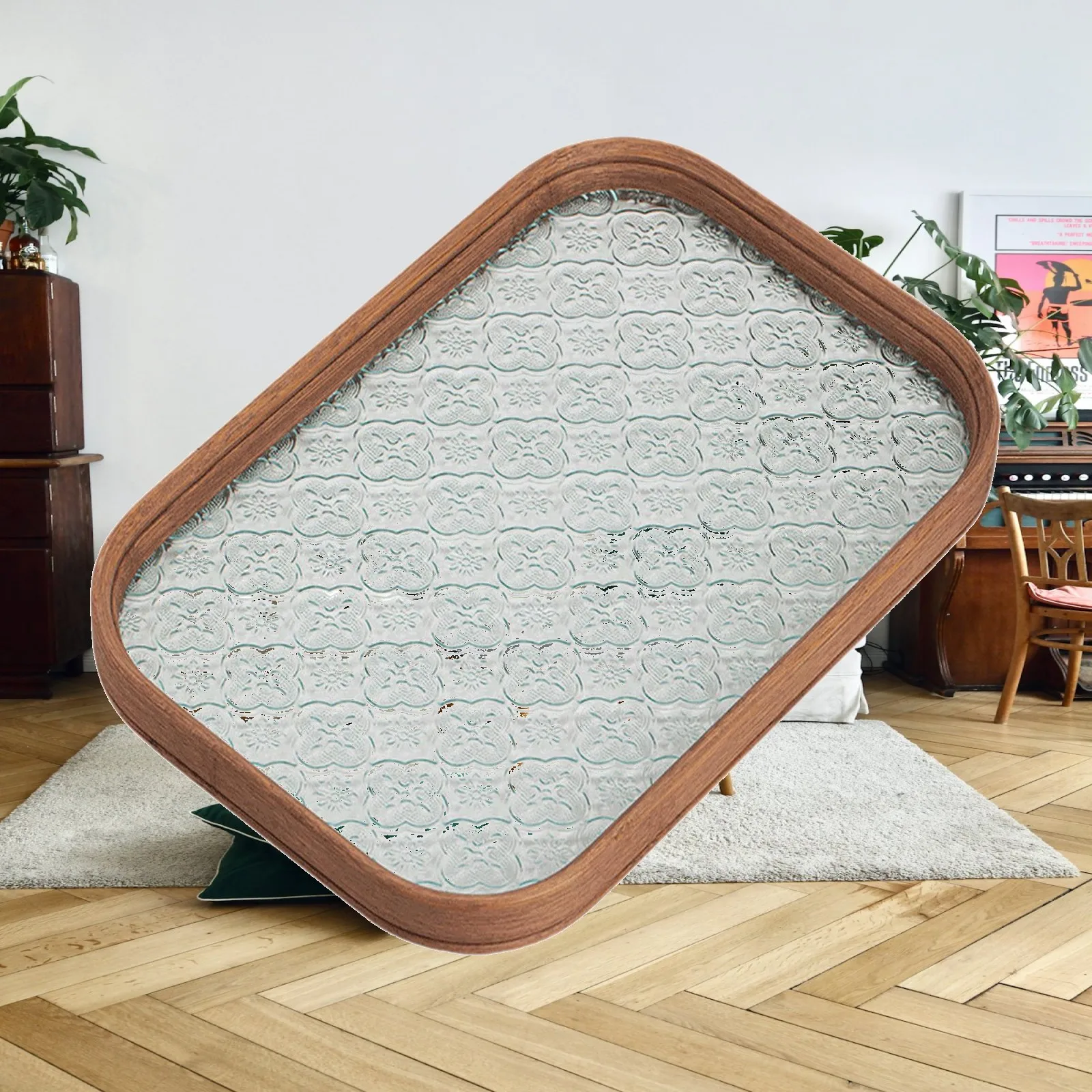 Glass Tray Desk Storage Solution Coffee Table Specialty Plates Multipurpose Coffee Table Home Decorative Bathroom Storage Tray